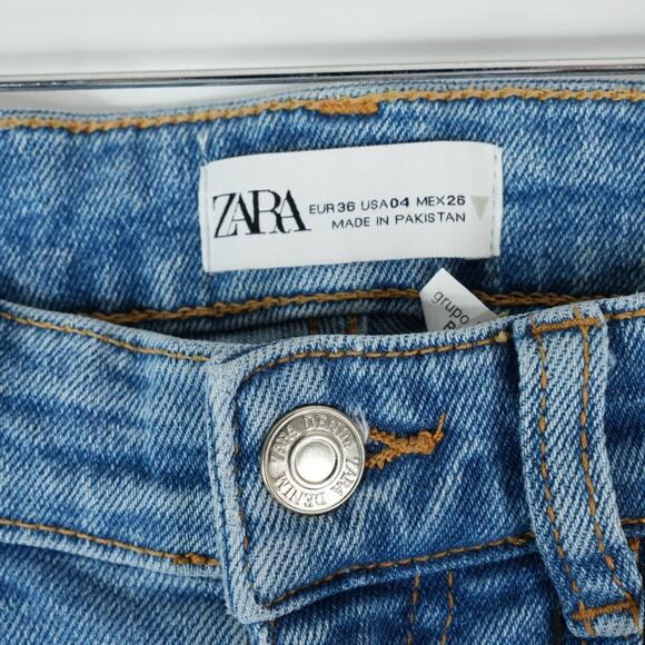 Zara Jeans Womens 4 High Rise Ankle Length 25x27 Light Wash New With Tags - Picture 5 of 11